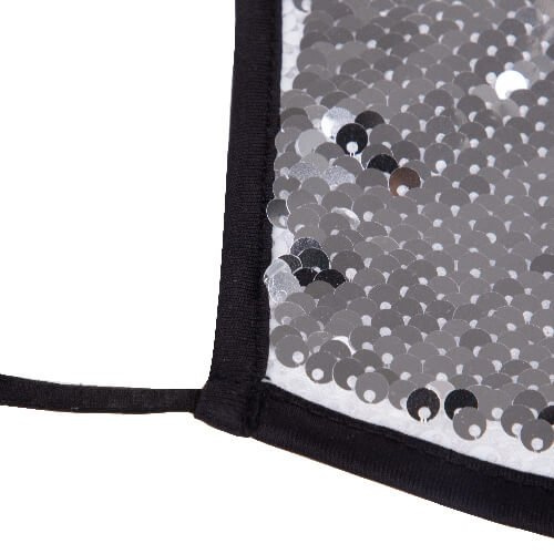 Duża maseczka na twarz z czarną lamówką i cekinami do sublimacji