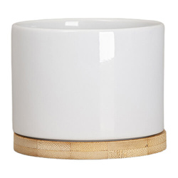 Mała ceramiczna doniczka z bambusową podkładką do sublimacji