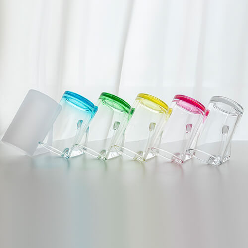 Kufel szklany 400 ml z trójkątnym uszkiem do sublimacji - pomarańczowe dno