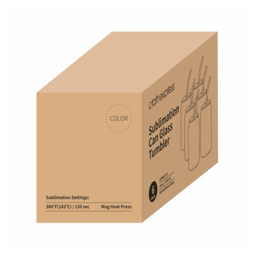 Zestaw 6 szklanek 550 ml ze słomką i bambusową pokrywką do sublimacji