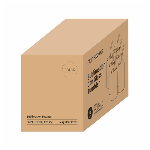 Zestaw 6 szklanek szronionych 550 ml ze słomką i bambusową pokrywką do sublimacji