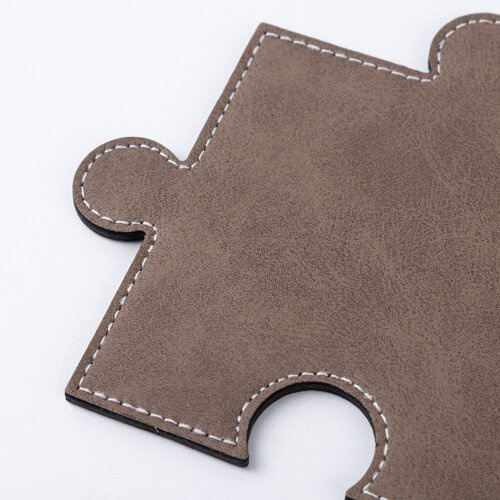 Skórzana podkładka pod kubek w kształcie puzzla do sublimacji - szara