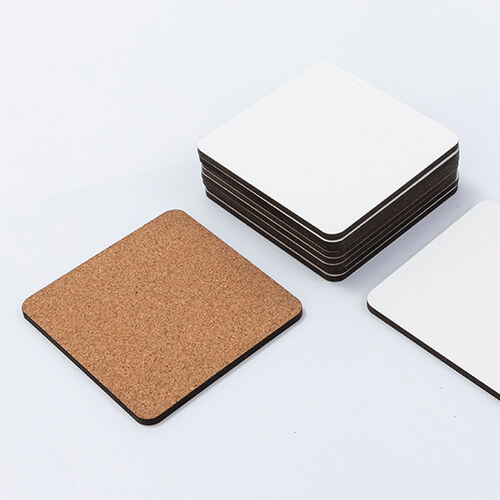 Podkładka pod kubek z twardej tektury i korka do sublimacji - 9,5 x 9,5 cm