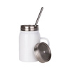 Kubek Mason Jar 500 ml ze słomką i rączką do sublimacji - biały