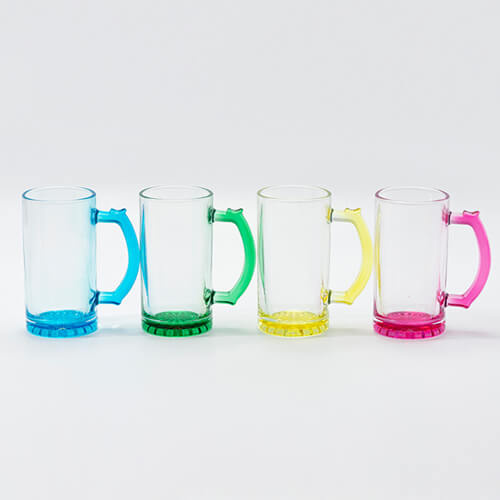 Kufel szklany 470 ml do sublimacji - zielone uszko i dno