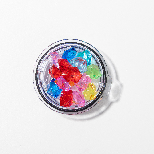 Kubek do kawy 300 ml do sublimacji - biały, pokrywka ze sztucznym kolorowym lodem