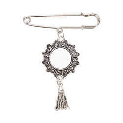 Okrągła broszka - agrafka z zawieszka frędzlami do sublimacji