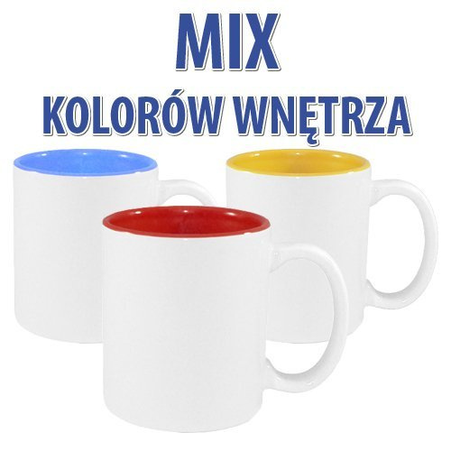 144 sztuki Kubków Kolorowych - MIX Kolorów Wnętrza - GRATIS - ryza papieru sublimacyjnego - Sublimacja Termotransfer