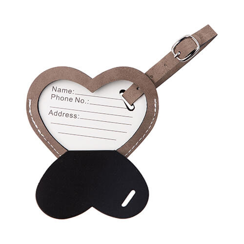 Skórzana zawieszka na bagaż do sublimacji - szare serce