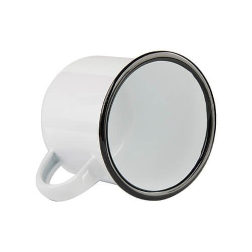 Kubeczek emaliowany 340 ml z czarnym rantem Sublimacja Termotransfer