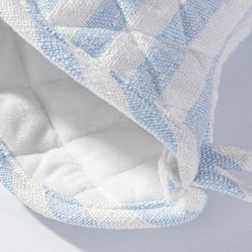 Rękawica kuchenna termoizolacyjna do sublimacji - kremowa w błękitne paski