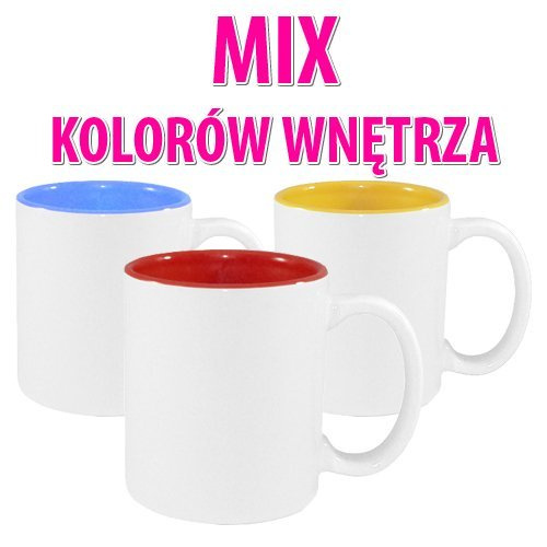 144 sztuki Kubków MAX - MIX Kolorów Wnętrza - GRATIS - ryza papieru sublimacyjnego - Sublimacja Termotransfer