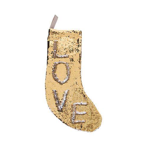 Świąteczna skarpeta z cekinami do sublimacji - złota