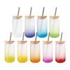 Szklanka 550 ml szroniona ze słomką i bambusową pokrywką do sublimacji - granatowy gradient