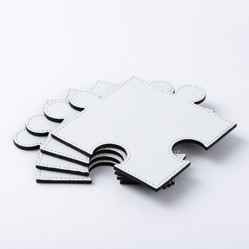 Skórzana podkładka pod kubek w kształcie puzzla do sublimacji - biała