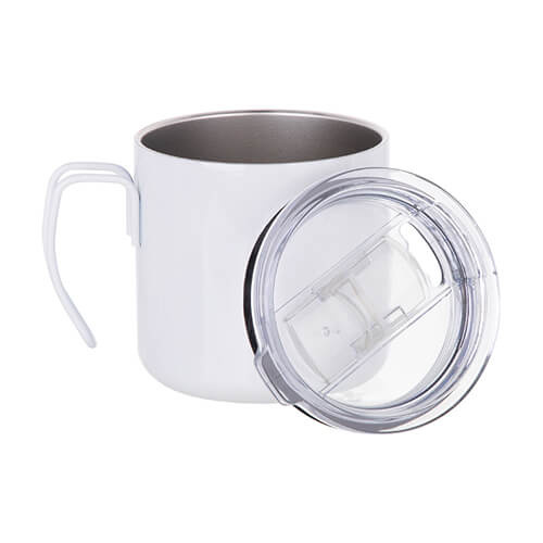 Kubek metalowy 350 ml z drucianą rączką do sublimacji - biały