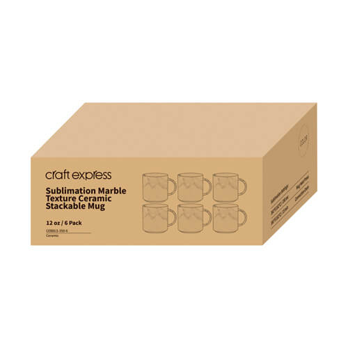 Zestaw 6 kubków 350 ml do sublimacji - różowy marmur