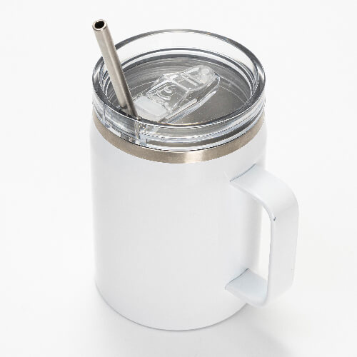 Kubek do wina 900 ml z wodoodporną pokrywka i słomką do sublimacji - biały