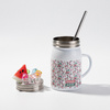 Kubek Mason Jar 500 ml ze słomką i rączką do sublimacji - biały, sztuczny lód i arbuz