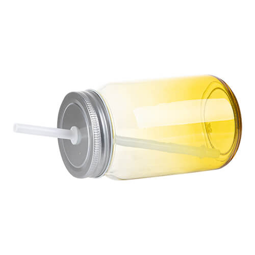 Kubek szklany Mason Jar 450 ml bez uszka do sublimacji - żółty gradient