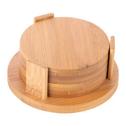 Zestaw 4 bambusowych podkładek pod kubek do sublimacji - koło