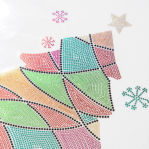 Duży arkusz z cyrkoniami do termotransferu - choinka