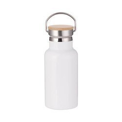 Termos ze stali nierdzewnej 350 ml z zakrętką z bambusem do sublimacji - biały