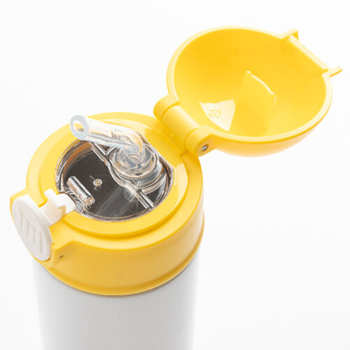 Bidon - butelka 360 ml dla dzieci do sublimacji - biała z żółtą zakrętką