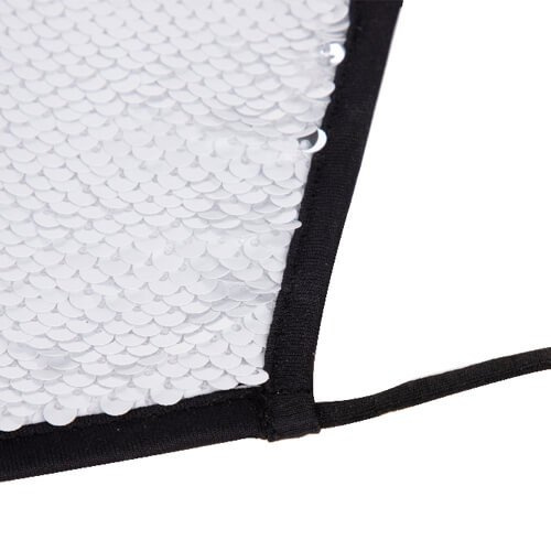 Duża maseczka na twarz z czarną lamówką i cekinami do sublimacji