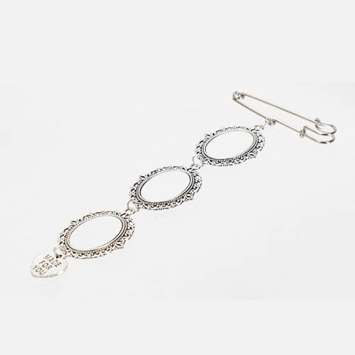 Potrójna owalna broszka - agrafka z zawieszka w kształcie serca do sublimacji