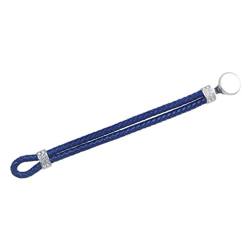 Bransoletka skórzana pleciona z kółkiem - granatowa Sublimacja