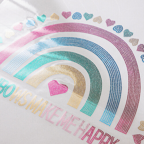 Duży arkusz z cyrkoniami do termotransferu - tęcza