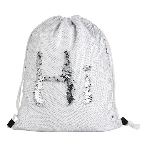 Worek na plecy 36 x 45 cm z cekinami do sublimacji - biały