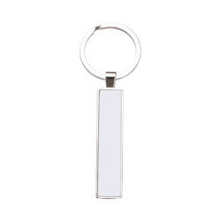 Dwustronny brelok do kluczy 1,3 x 6,3 cm do sublimacji - srebrny
