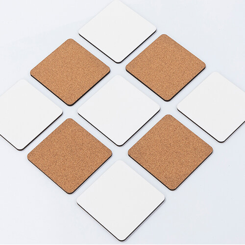 Podkładka pod kubek z twardej tektury i korka do sublimacji - 9,5 x 9,5 cm