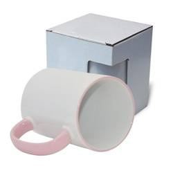 Kubek MAX 450 ml z różowym uszkiem z kartonikiem KAR5 Sublimacja Termotransfer