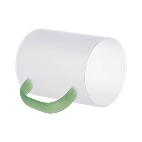 Szklanka 450 ml szroniona z jasnozielonym uszkiem do sublimacji