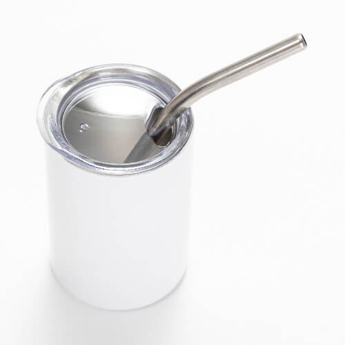 Kubeczek 100 ml ze stali nierdzewnej z pokrywką i słomką do sublimacji - biały