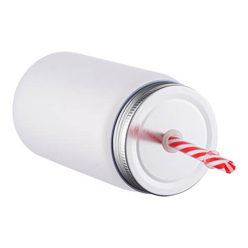 Kubek Mason Jar 500 ml ze słomką do sublimacji - mrożone szkło