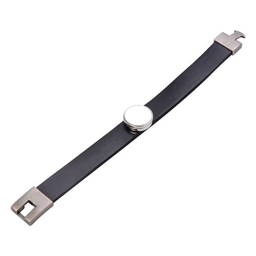 Bransoletka skórzana z kółkiem - czarna Sublimacja