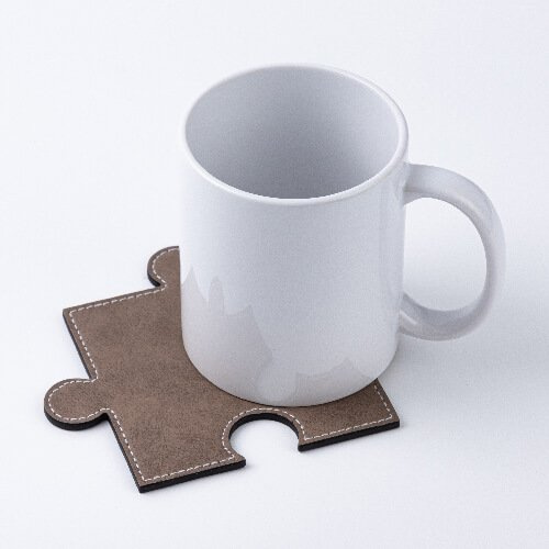 Skórzana podkładka pod kubek w kształcie puzzla do sublimacji - szara