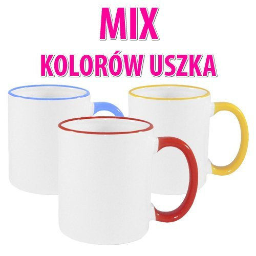 144 sztuki Kubków MAX - MIX Kolorów Uszka - GRATIS - ryza papieru sublimacyjnego - Sublimacja Termotransfer