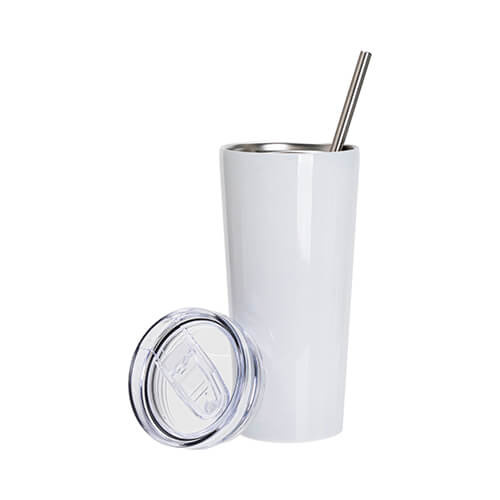 Kubek 700 ml ze szczelną pokrywką i słomką do sublimacji - biały
