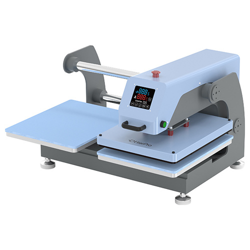 Dwustanowiskowa pneumatyczna prasa płaska OtterPro Air 40 x 60 cm - błękitna