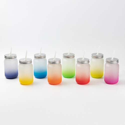 Kubek Mason Jar 450 ml szroniony bez uszka do sublimacji - czerwony gradient