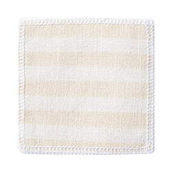 Płócienna podkładka pod kubek 10 x 10 cm kremowa w żółte paski do sublimacji