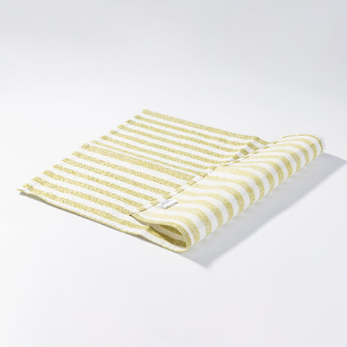 Płócienna mata stołowa 50 x 35,5 cm kremowa w jasnozielone paski do sublimacji