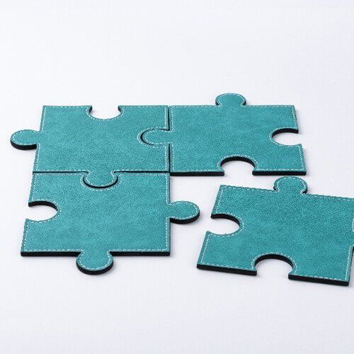 Skórzana podkładka pod kubek w kształcie puzzla do sublimacji - zielona
