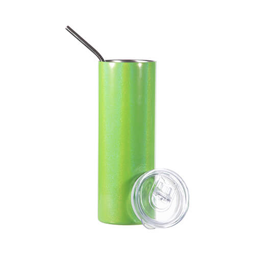 Kubek 600 ml ze słomką do sublimacji - zielony opalizujący