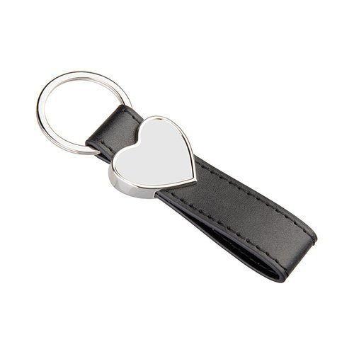 Brelok skórzano-metalowy do sublimacji - serce - czarny